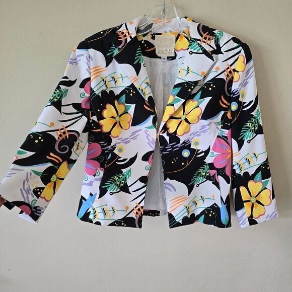 ALBERTO MAKALI Cache Women's Floral Print Jacket Blazer Size 8  Vintage Y2k - Picture 6 of 9